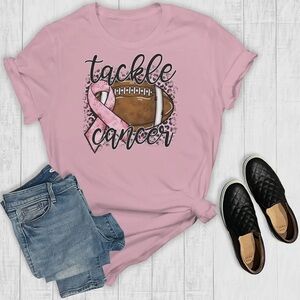 Women's Gray Faith Family Football Tee